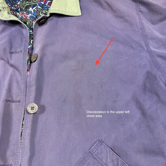 VTG Reversible Plum Utility Jacket Women's L Paisley Floral Lined Chore Coat 90s - Picture 12 of 12
